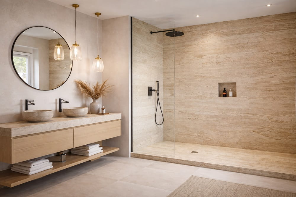 Piatto doccia in travertino